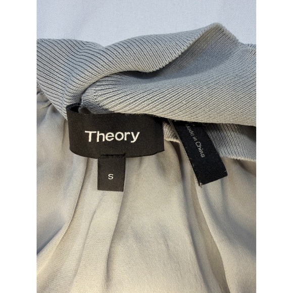 Theory Womens Light Gray 100% Silk Ribbed Mock Neck Sleeveless Shell Top Small - Picture 5 of 6
